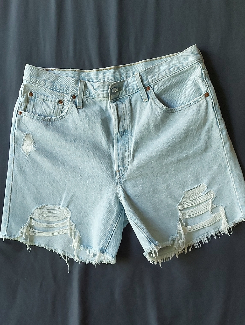 Levi's Light Blue Distressed Denim Shorts